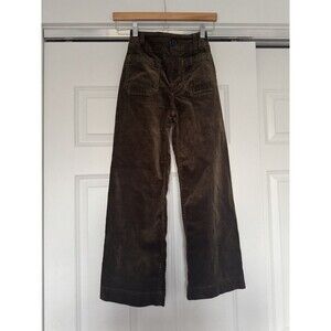 NWT Maeve Anthropologie Womens 23 Brown Corduroy The Colette Wide Leg Pants Crop